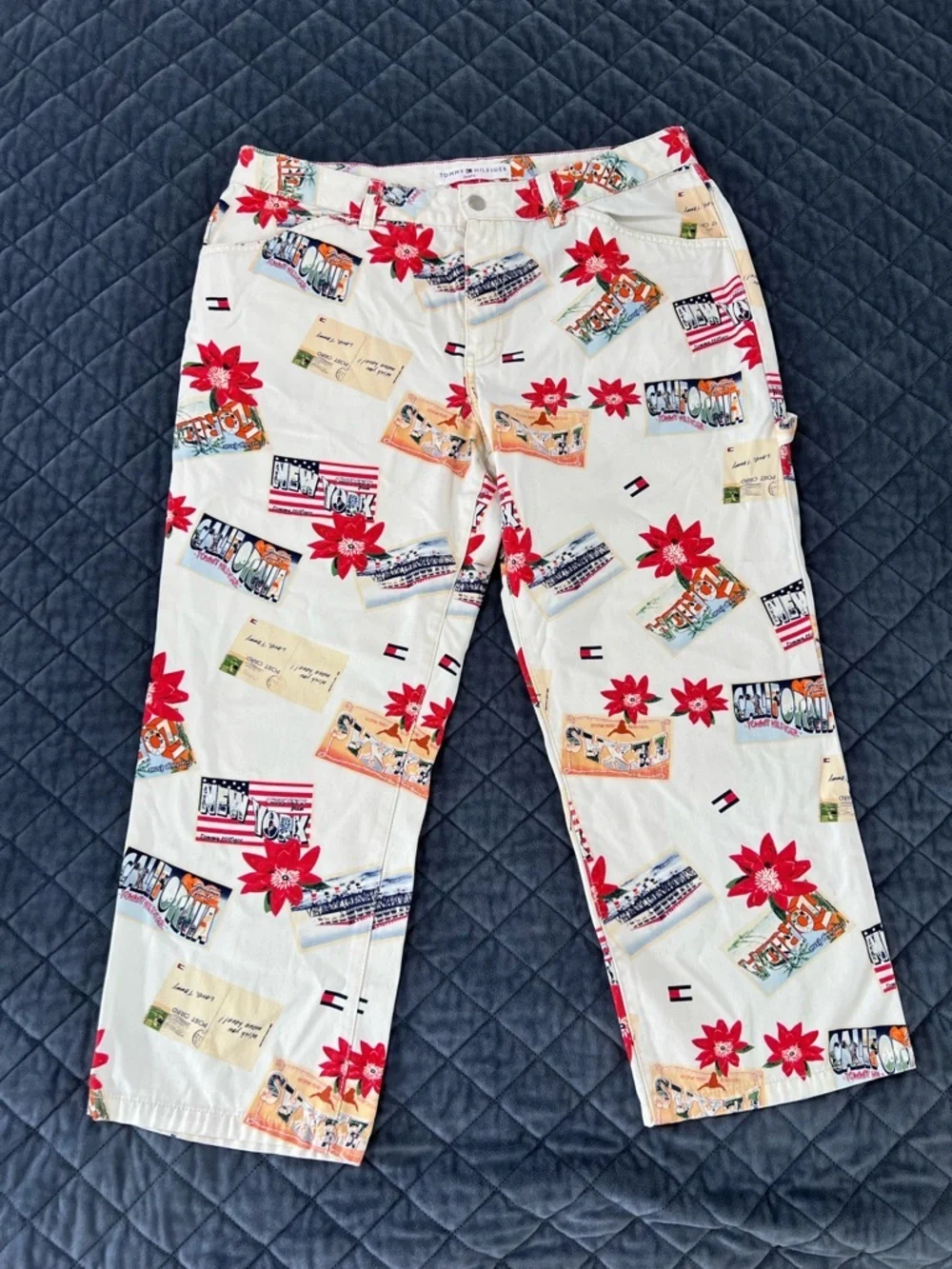 Tommy Hilfiger Postcard Pants Women Jeans Size 12 Travel Crop Texas California